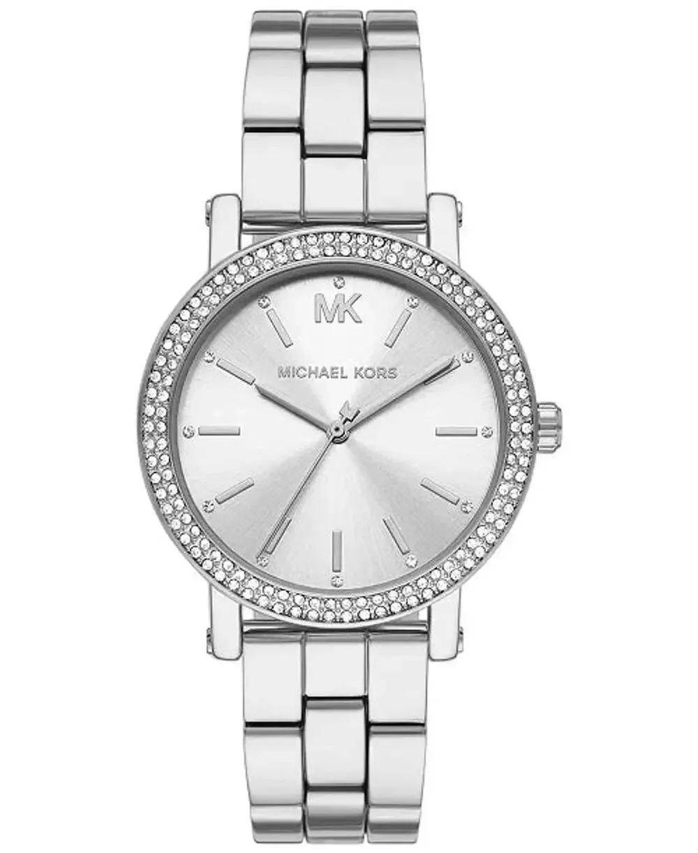 Michael Kors Women Silver Pave Crystal Bezel Watch Bracelet Nwt Silver